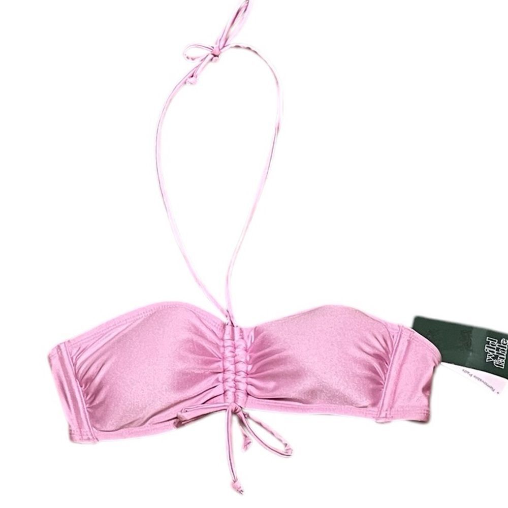 Wild Fable Pink‎ Shimmer Halter Bikini Top, Size S, NWT